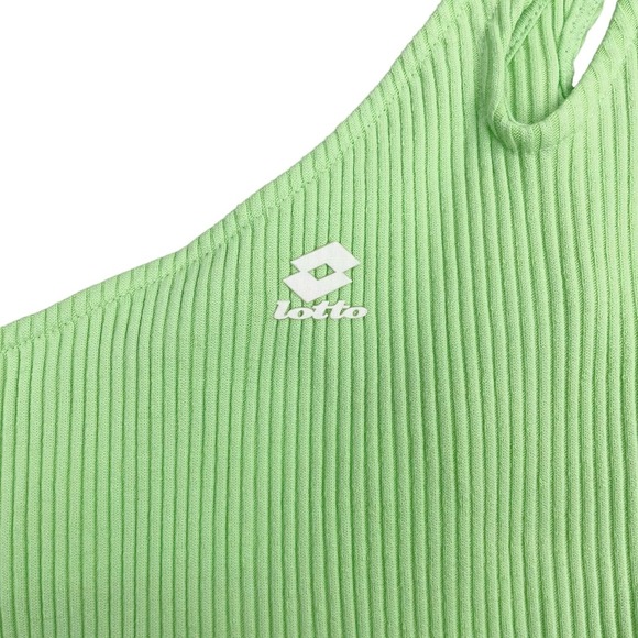 NWT LOTTO X ZARA One Shoulder Top Sz Medium Mint Lime - Picture 6 of 8